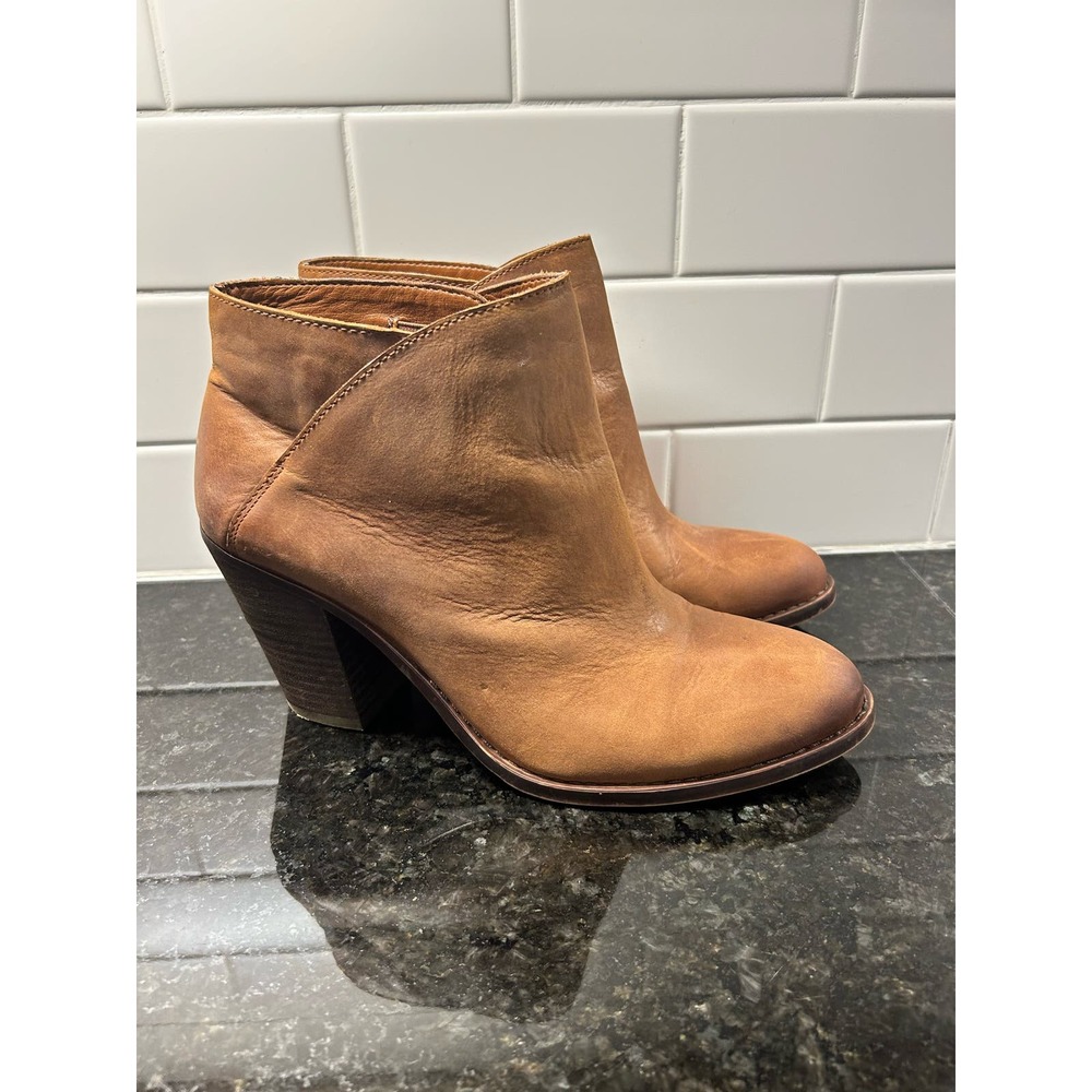 Lucky Brand Women's Leather Block Heel Ankle Booties Boots Brown Size 10M - Picture 2 of 13